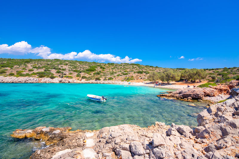 Tropical beach of Agia Dinami at the South of Chios island, Greece.